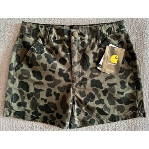 NWT - Carhartt Girls Duck Camo Shorts - Size 14 -‎ Stretch Fit - 308